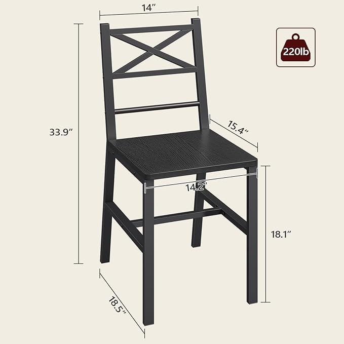 Dining Chair Set of 2, Rustic Wooden Kitchen Chairs - Image 4