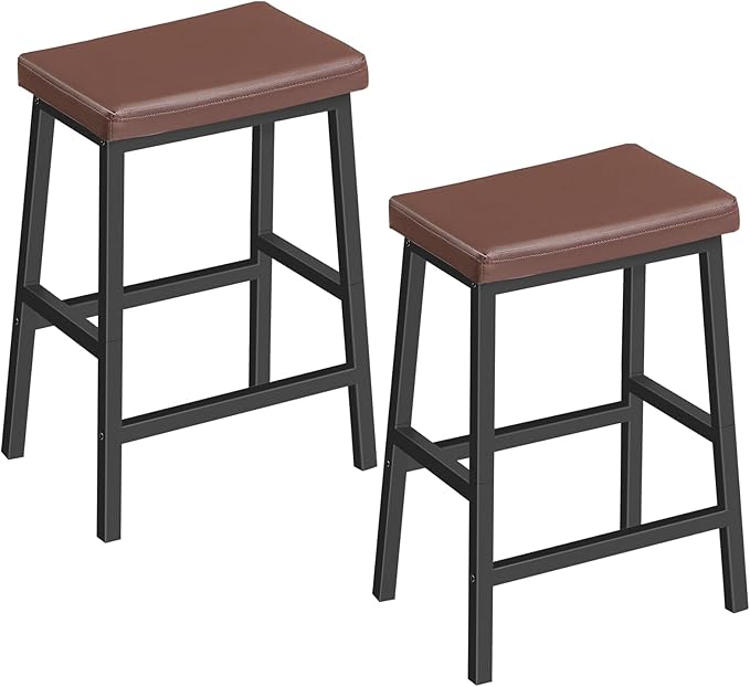 HOOBRO Bar Stools, PU Leather Upholstered Breakfast Stools, Easy Assembly by HOOBRO
