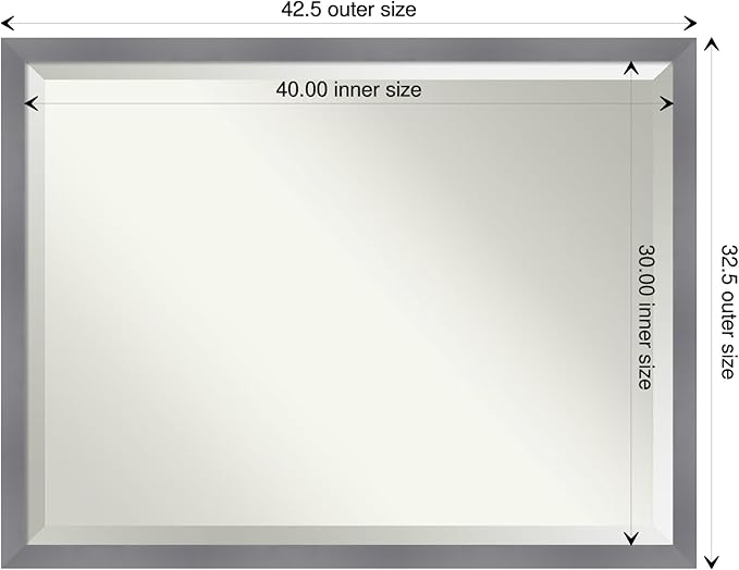 Amanti Art Grey Wall Mirror 33x43 Edwin Grey Rectangle Bathroom Mirror - Image 4