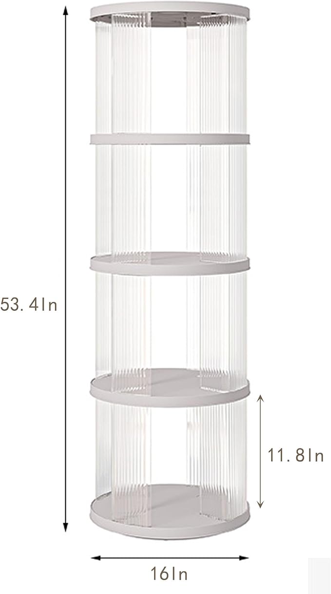 4 Tier Rotating Bookshelf Tower, 360 Display Rotating Bookshelf, 53.4 inch High - Image 3