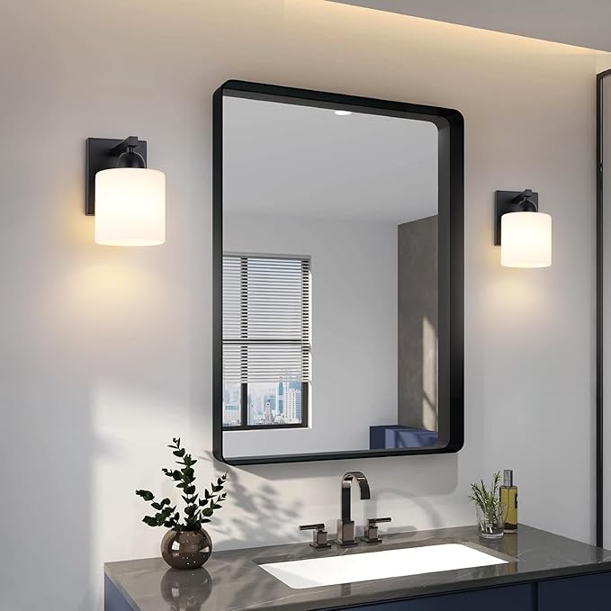 Matte Black Milk Glass Wall Sconces, 1 Pack Hardwired Indoor Wall Light Fixtures - Image 6