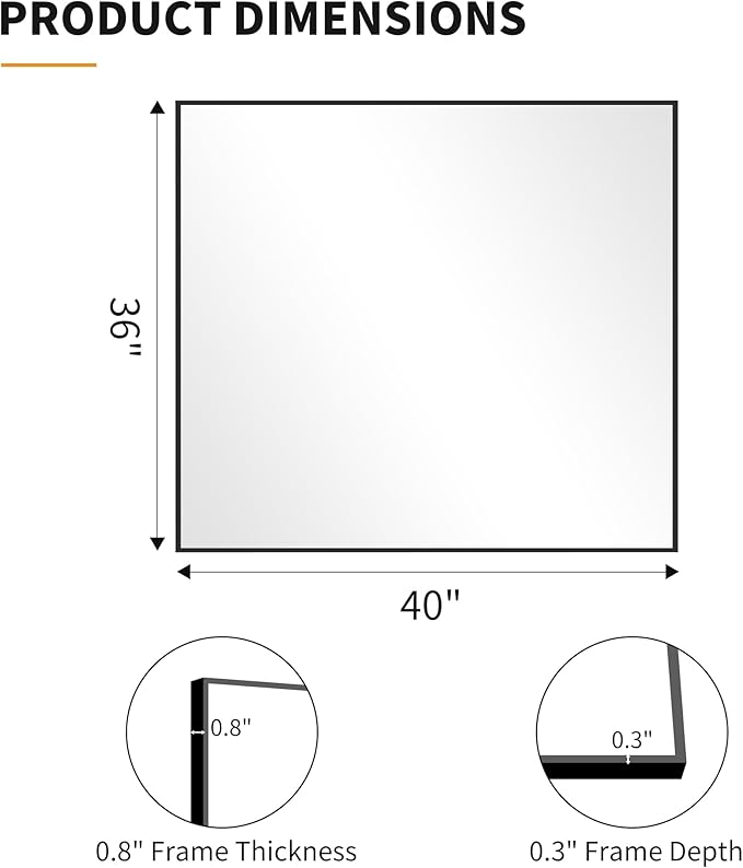 KOCUUY Black Rectangle Mirror, Large Black Wall Mounted Mirror, Metal Framed - Image 8