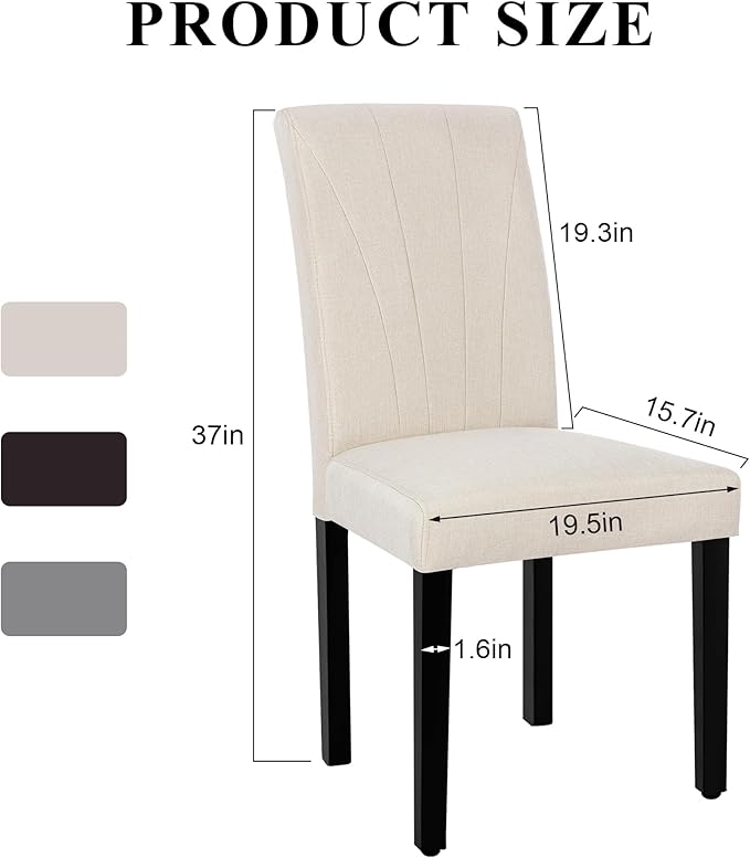 VECELO Upholstered Dining Chairs Set of 4, Modern Fabric and High Back & Solid - Image 3