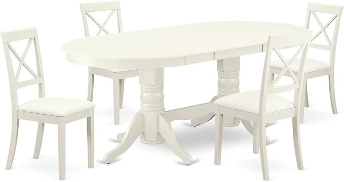 East West Furniture VABO5-LWH-LC 5 Piece Kitchen Table & Chairs Set Includes an by EastWestFurniture