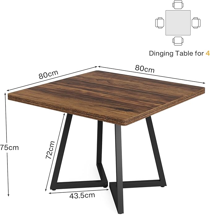 Tribesigns Square Dining Table for 2, 31.5" Industrial Dinner Table - Image 2