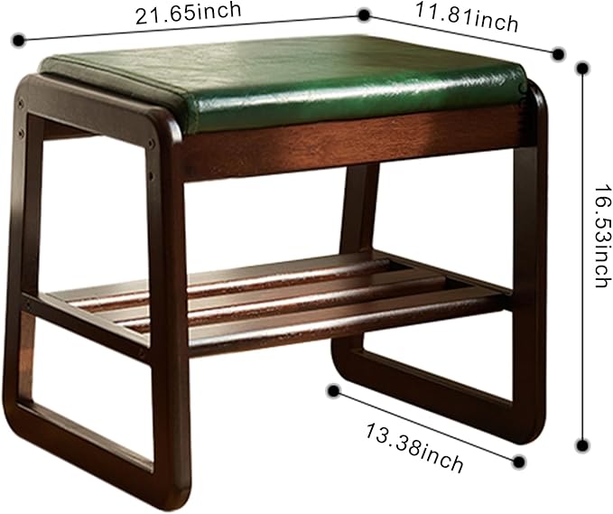Solid Wood Shoe Bench, 2-Tier Wooden Storage Entryway Bench, Small Storage - Image 2