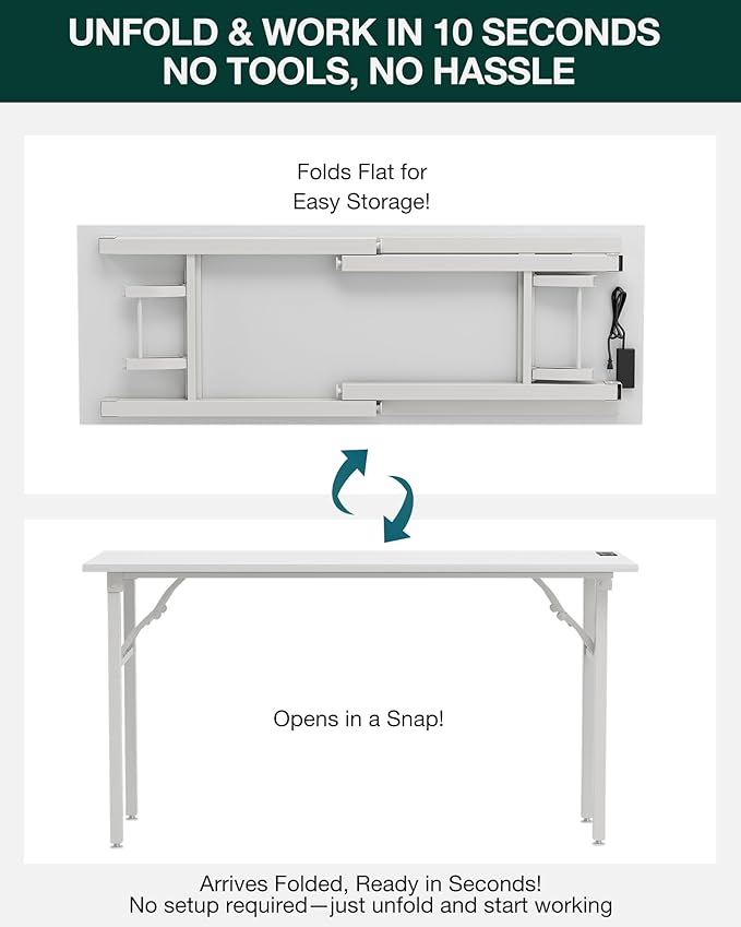 Frylr Small Folding Computer Desk – 55.1 Inch Portable Table - Image 3