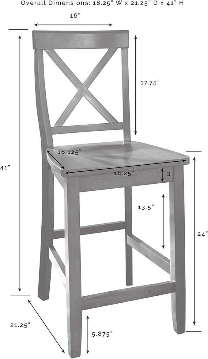 Crosley Furniture X-Back Wood Counter Height Bar Stools Set of 2 - Image 3