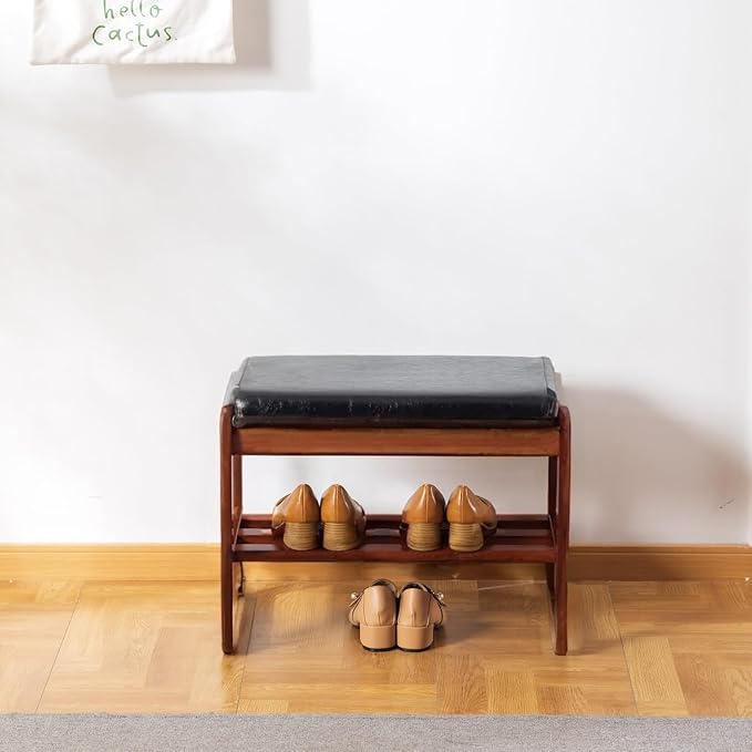 latifolia Solid Wood Bench, Entryway Shoe Bench - Image 7