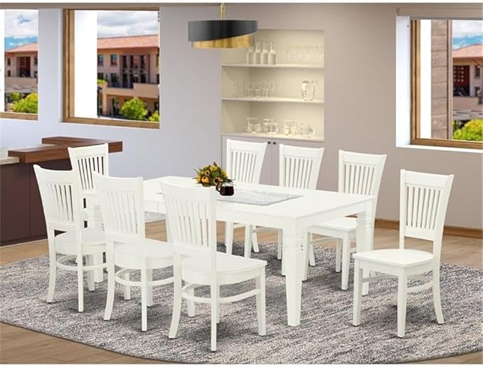 East West Furniture LGVA9-LWH-W 9 Piece Dining Table Set Includes a Rectangle - Image 2