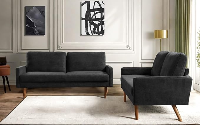 Kent 2 Piece Velvet Sofa and Loveseat Set, European Style - Image 4