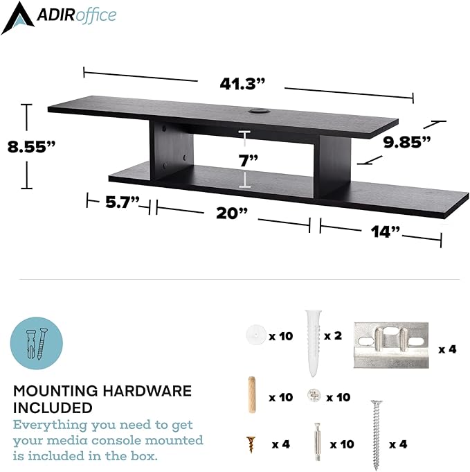 Floating TV Stand, Wall Mounted Floating Media Shelf Organizer Entertainment - Image 3