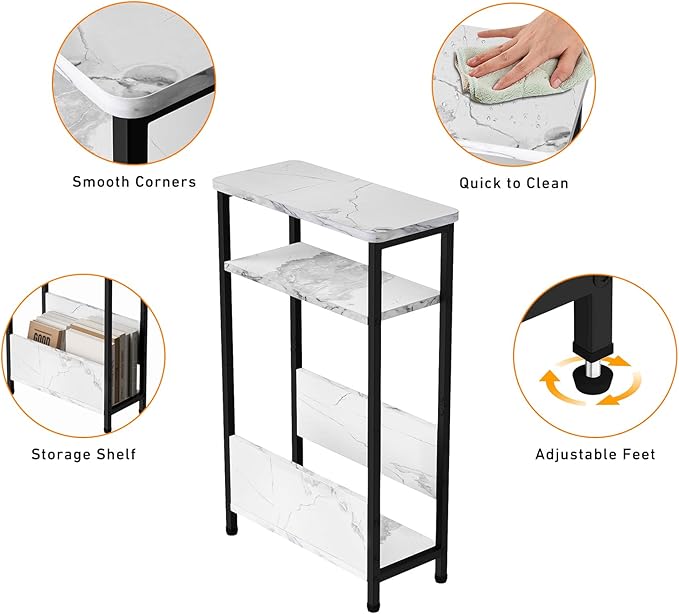 7.1" Narrow Side Table for Small Spaces, 3 Tier Small End Table - Image 4