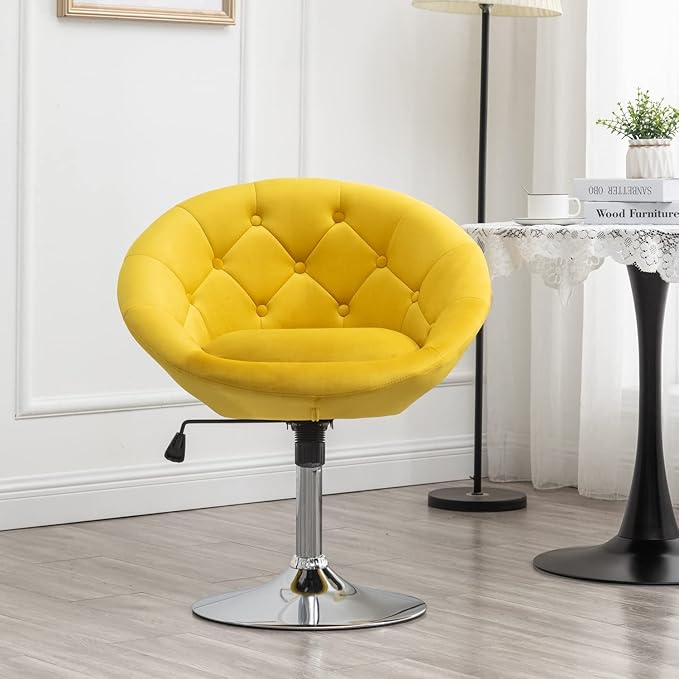 Roundhill Furniture Noas Velvet Upholstered Tufted Back Swivel Accent Chair - Image 4