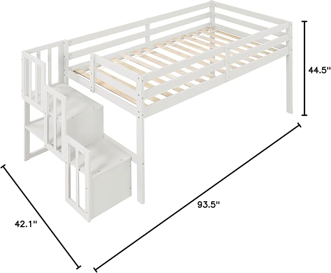 HomSof Loft Bed with Stairs and Storage - Image 13