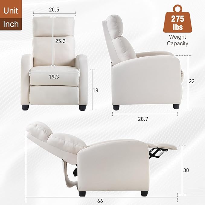 BestMassage | Recliner Chair | No Massage Function | Textile Beige | - Image 3