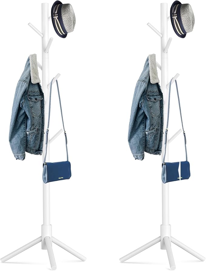 Wooden Tree Coat Rack Stand, Sturdy Freestanding Coat Rack by Hupmad