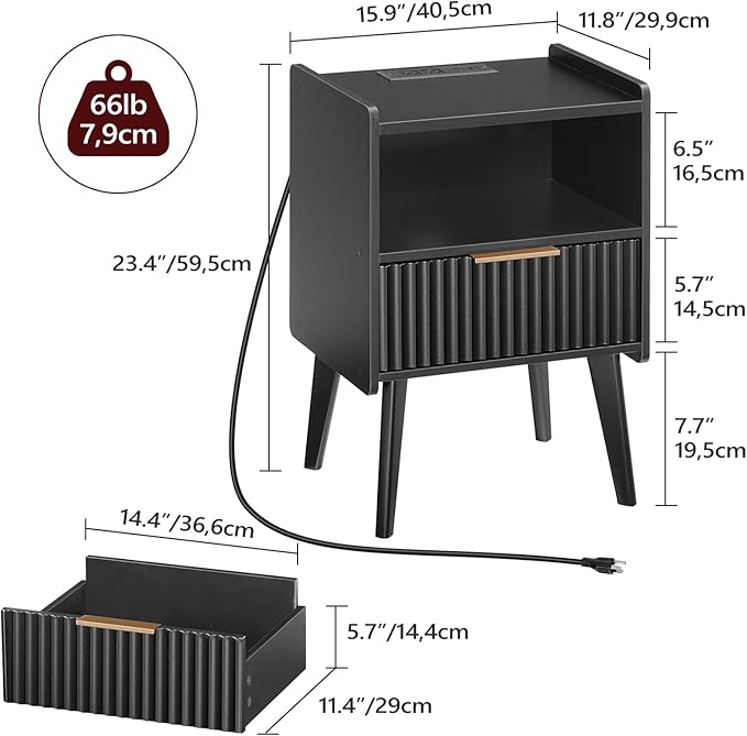 Fluted Nightstand, End Table, Small Modern Bedside Table - Image 3