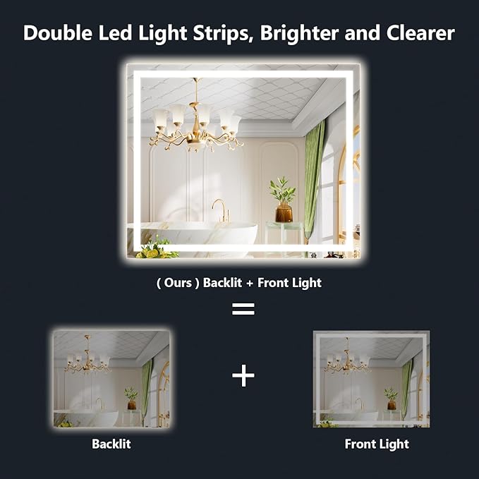 51x40 Inch LED Bathroom Mirror - Image 2