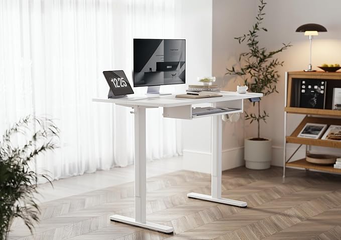 YDN Standing Desk with Keyboard Tray, 48 Inch Height Adjustable Desk with Cable - Image 2