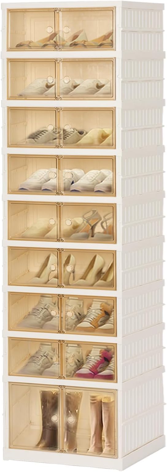 Foldable Shoe Organizer Storage Box, Portable Extra Large Folding Shoe Rack by Tykacna