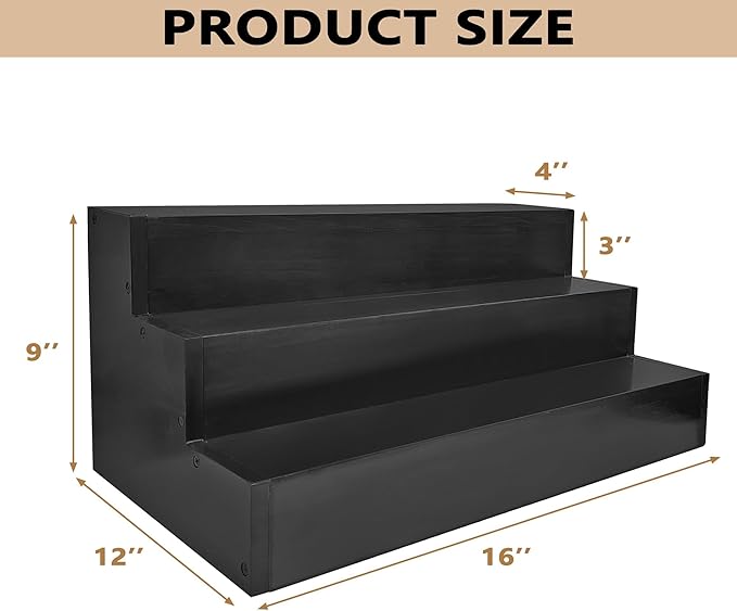 Royxen Wood Liquor Bottle Shelf 3 Tier Bar Shelf Freestanding Vintage Liquor - Image 3