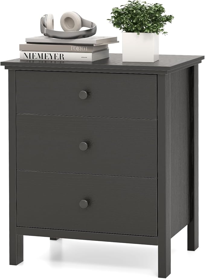 KOMFOTT 3 Drawers Nightstand, Wooden Bedside Table, Modern Sofa Side End Table by KOMFOTT