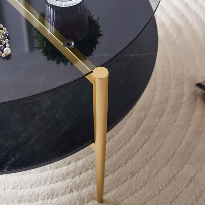 Round Coffee Table for Living Room, Mid-Century Modern Design, D30 x H17 - Image 9