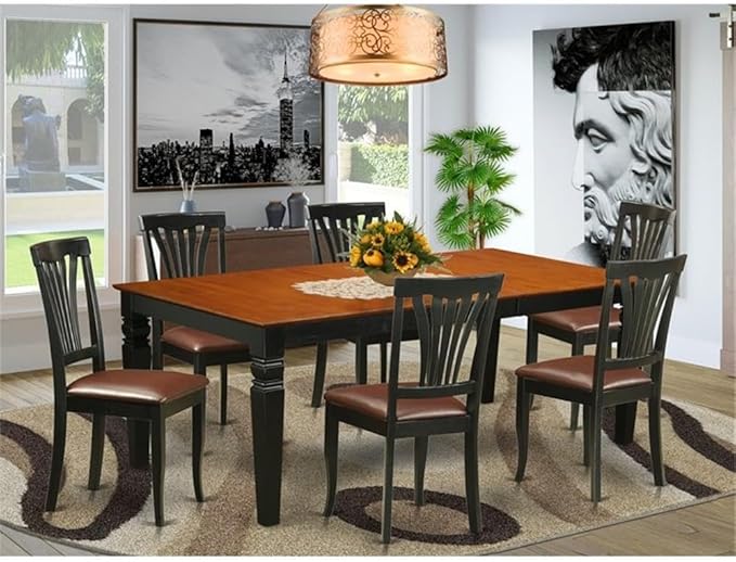 East West Furniture LGAV7-BCH-LC 7 Piece Dining Room Table Set Consist of a - Image 2