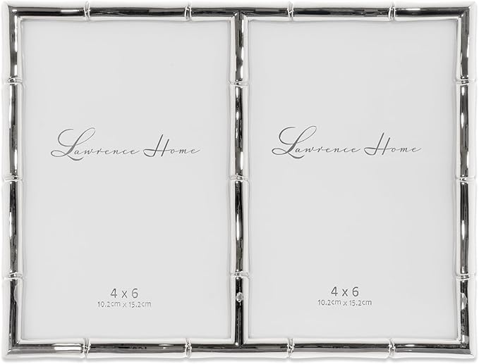 Lawrence Frames 4x6 Double Silver Metal Picture Frame by LawrenceFrames