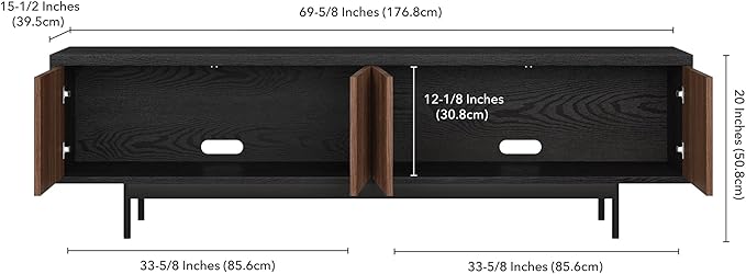 Henn&Hart Rectangular TV Stand for TV's up to 75" in Natural Black/Medium Walnut - Image 10