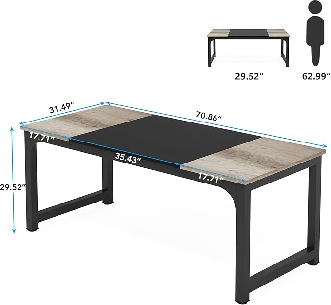 Tribesigns 70.8”Executive Desk, Large Office Computer Desk - Image 2