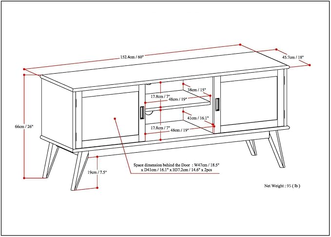 SIMPLIHOME Draper SOLID HARDWOOD 60 inch Wide Mid Century Modern TV Media Stand - Image 13