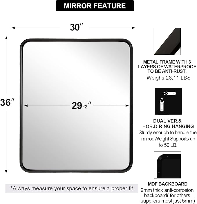 ANDY STAR 30x36’’ Bathroom Mirrors - Image 2