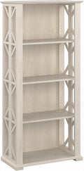 Bush Furniture Homestead 4 Shelf Farmhouse Bookcase in Linen White Oak by BushHome