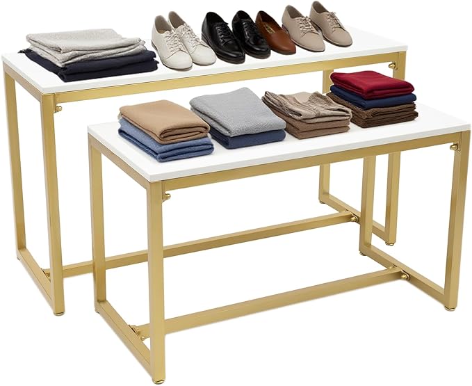 Gold 2-Piece Set Retail Display Tables Modern Nesting Tables by YPCDTL01