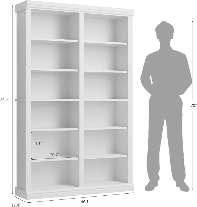 74.5" Tall Bookshelf with Double Storage, Extra Large Bookshelf, 6-Tier Double - Image 3