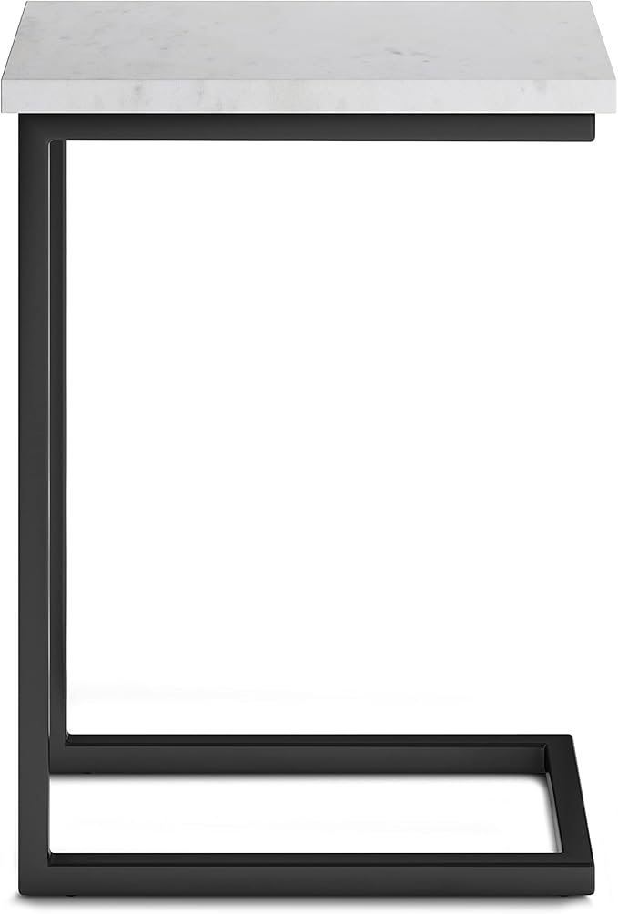 SIMPLIHOME Skyler 18-inch Wide Metal Table in White/Black, C-Shaped - Image 8