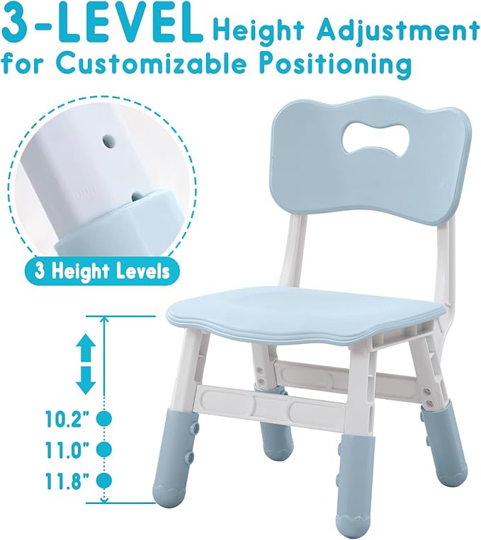 Kids Height Adjustable Toddler Chair Max Load 220LBS Plastic Indoor Outdoor - Image 6