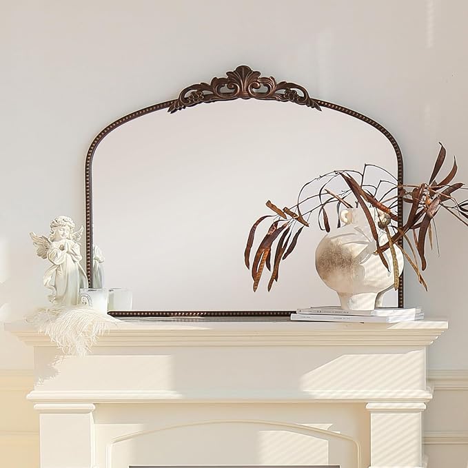 Micasso Bronze Vintage Arched Mirror: 29x36 in French Baroque Antique Wall - Image 7
