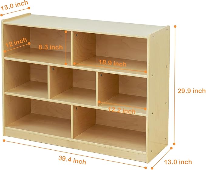 Kids Bookshelf and Toy Storage Shelf, Wooden Montessori Bookshelf, 3-Tier Toy - Image 2