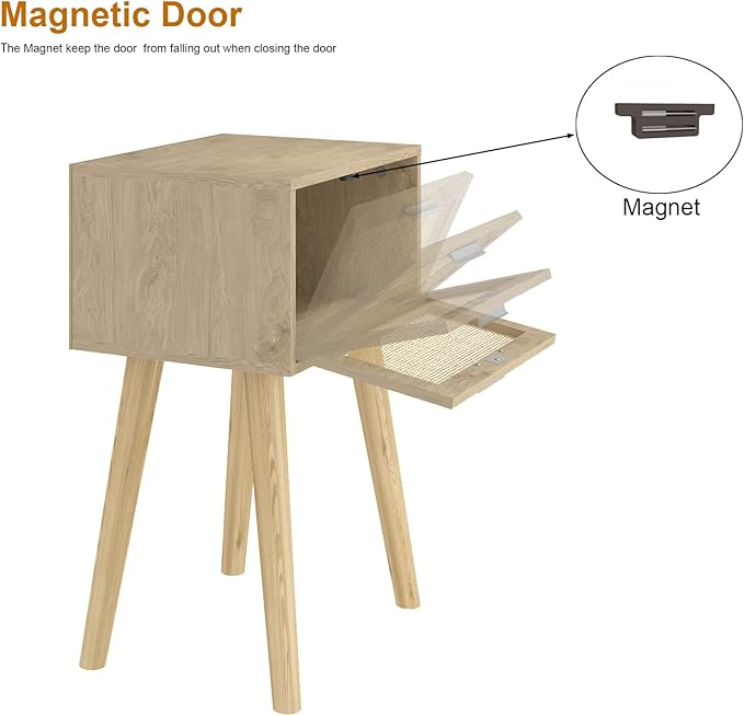 LAATOOREE Bedside Table Set of 2, Boho End Table - Image 5