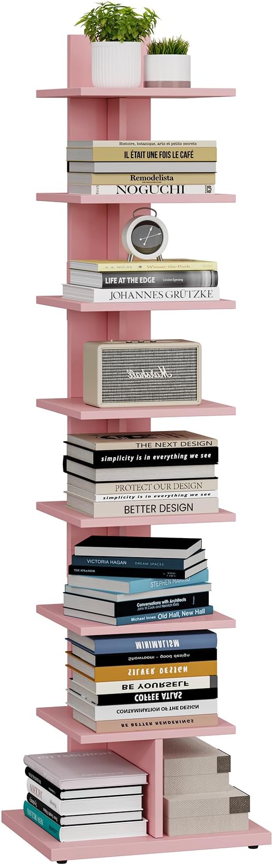 TUTOTAK Bookshelf, 8-Tier Bookcase, Narrow Spine Book Shelf - Image 9
