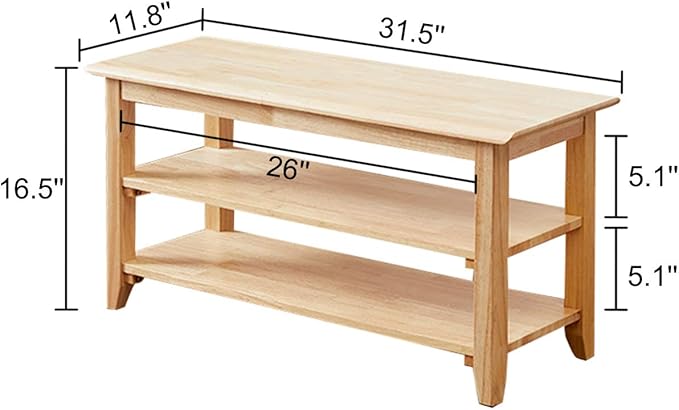 XKZG Storage Bench Wooden Shoe Rack Bench Simple Style Wood Entryway Bench - Image 2