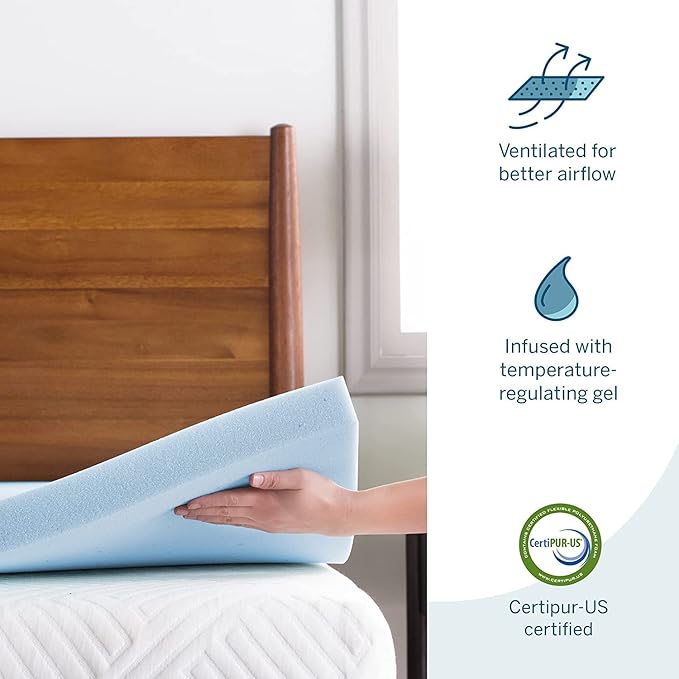 LUCID 2 Inch Gel Memory Foam Mattress Topper - Image 6