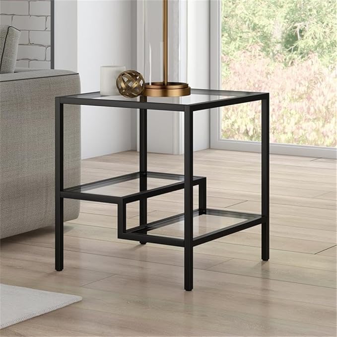 Henn&Hart 20" Wide Square Side Table in Blackened Bronze, Table - Image 4