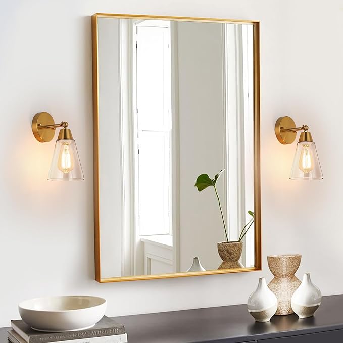 MWZ Gold Wall Sconce Set of 2, Modern Brushed Brass Sconces Lighting - Image 3