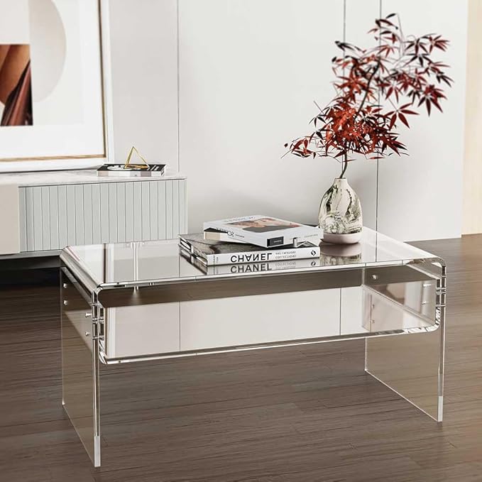 32inch Premium Clear Acrylic Rectangle Coffee Table by MESAILUP