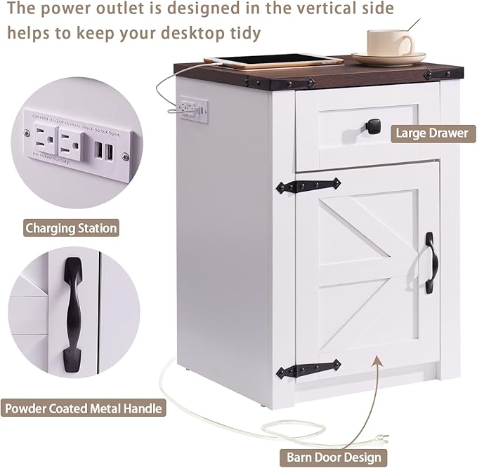 SOOWERY Nightstands Set of 2, Nightstand - Image 7