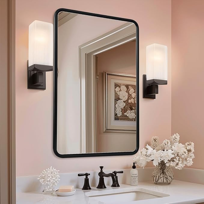 ANDY STAR Bathroom Mirror, 24x36 Inch Stainless Steel Metal Frame Black - Image 8